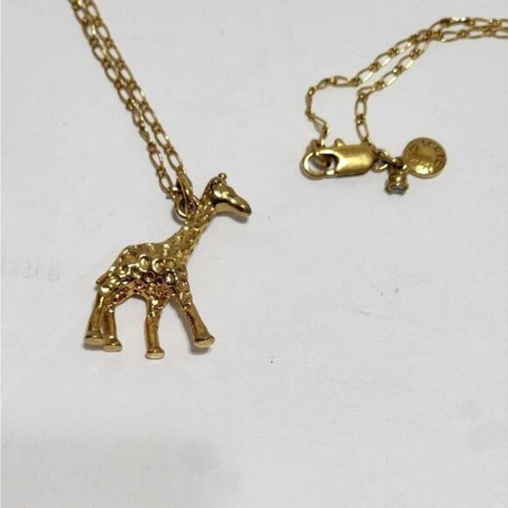 J. Crew Gold Giraffe Pendant Necklace Textured Animal Charm Long‎